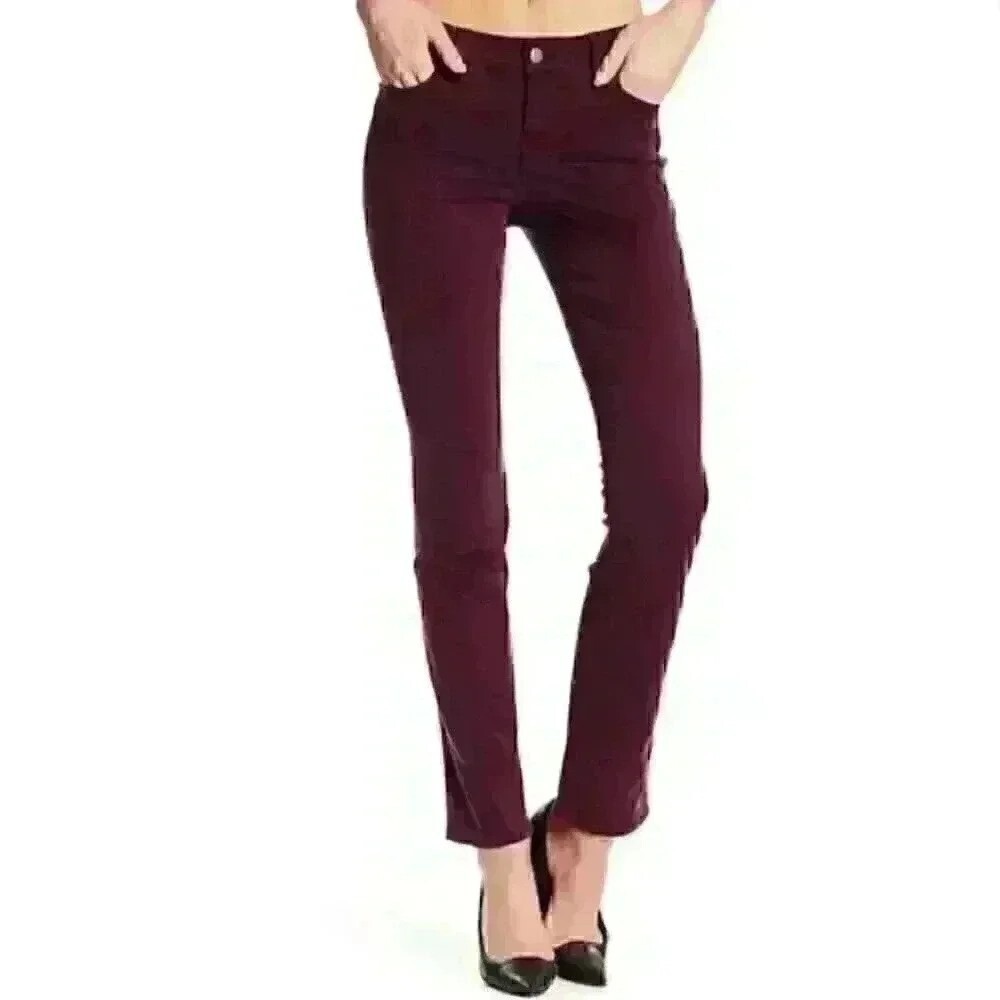 Level 99 Women Mid Rise Skinny Stretch Jeans Size 2/25 Burgundy Wine  Casual NEW